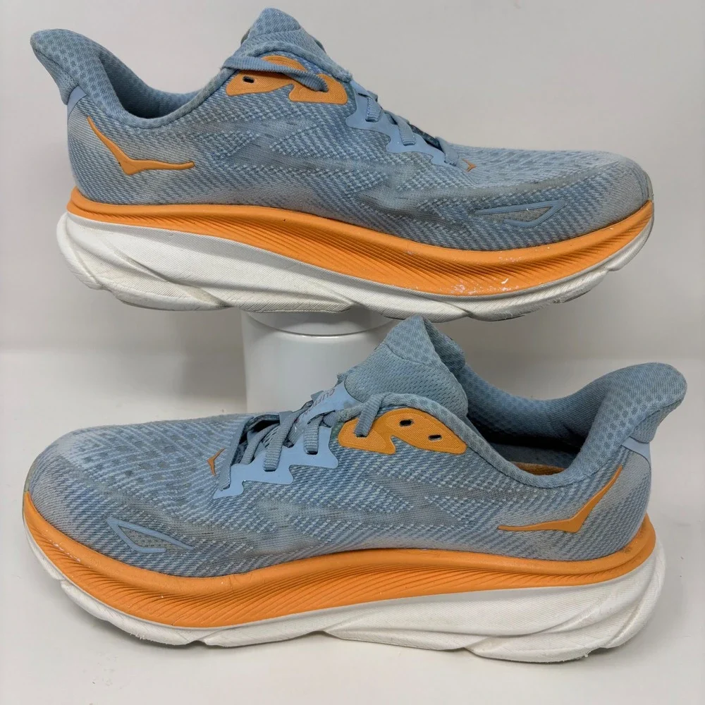 Hoka Clifton 9 Women's Size 8.5D Wide Blue Orange Running Shoes (1132211 ABIW)